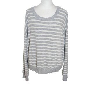 Splendid Gray and White Stripe Long Sleeve Knit Top Size Large Gray Pullover